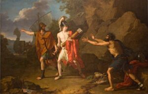 Book XII, p. 294 Ulysses and Neoptolemus take Hercules’ Bow and Arrows from Philoctetes