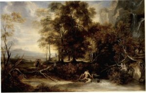 Book VI, p. 111 Telemachus bathing and Nymphs in the foreground